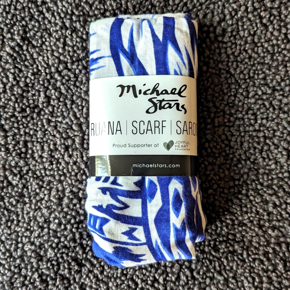 Michael Stars Ruana or Scarf or Sarong in blue and white